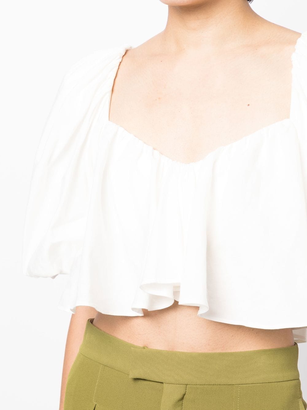 Top crop con ruches Balm in bianco - donna ACLER | AS2210058TIVRY