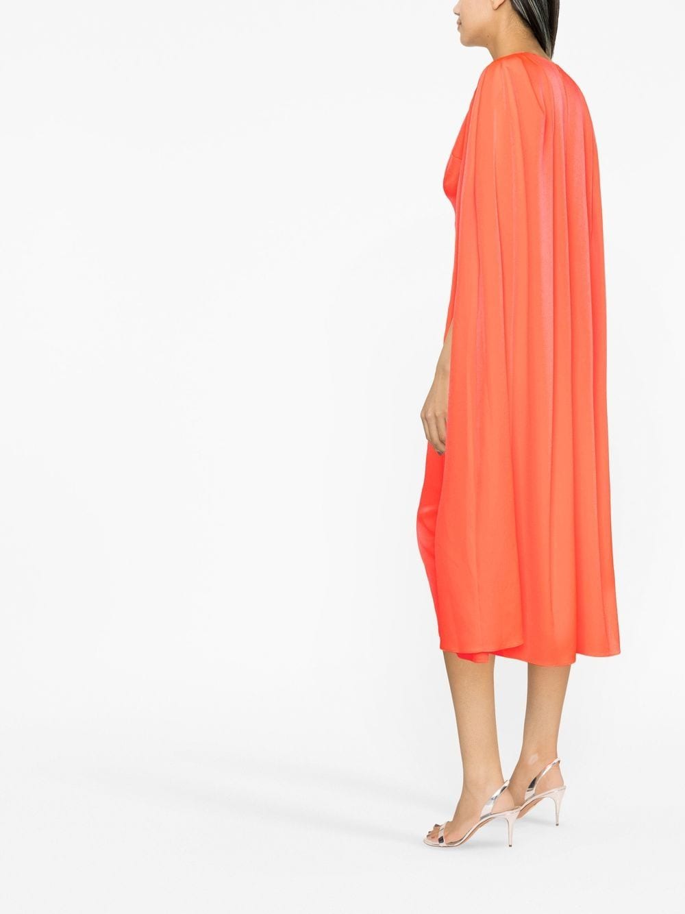 Coral cape design slim-cut dress - women