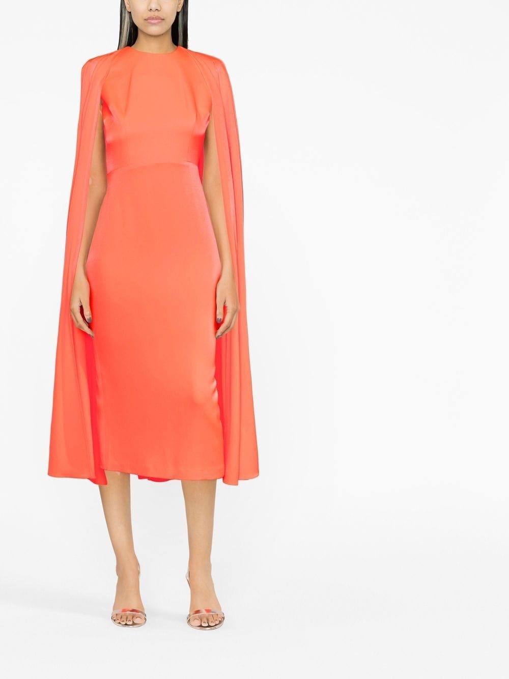 Coral cape design slim-cut dress - women - ALEX PERRY