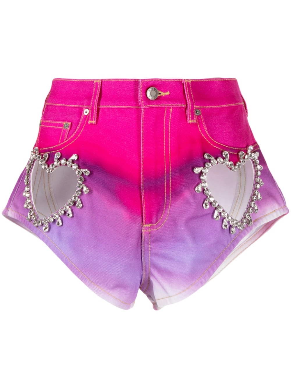 Shorts a vita alta con cristalli in rosa - donna AREA | 2302P45215MLT