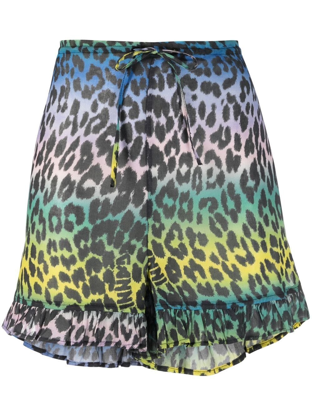 Shorts leopardati con vita elasticizzata in multicolore - donna GANNI | F7748999