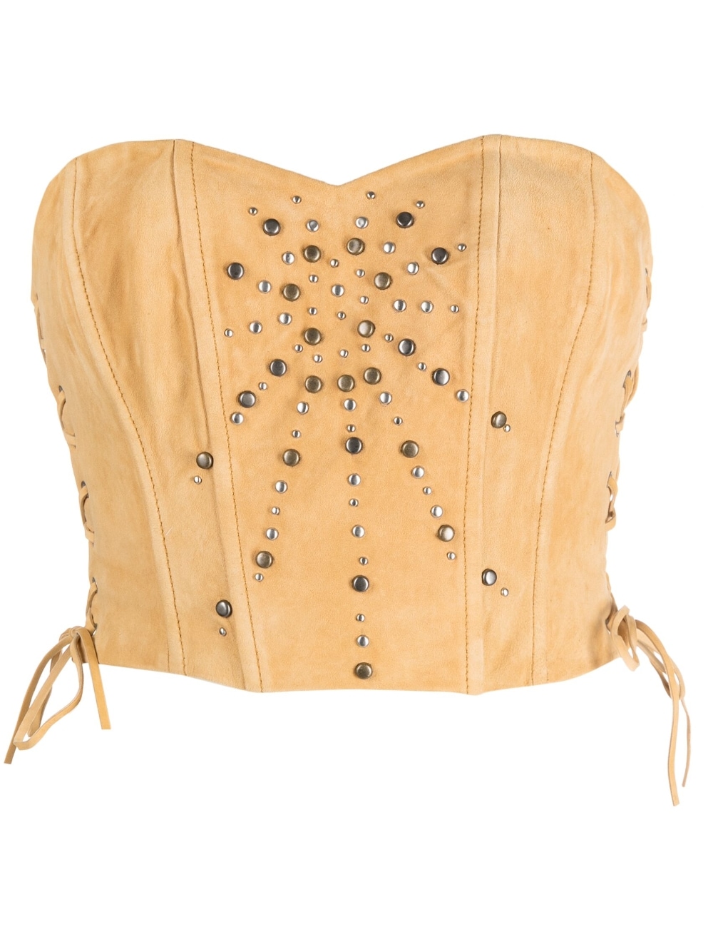 Top stile corsetto con cristalli in beige - donna GUESS USA | W2BH02L0R20TN