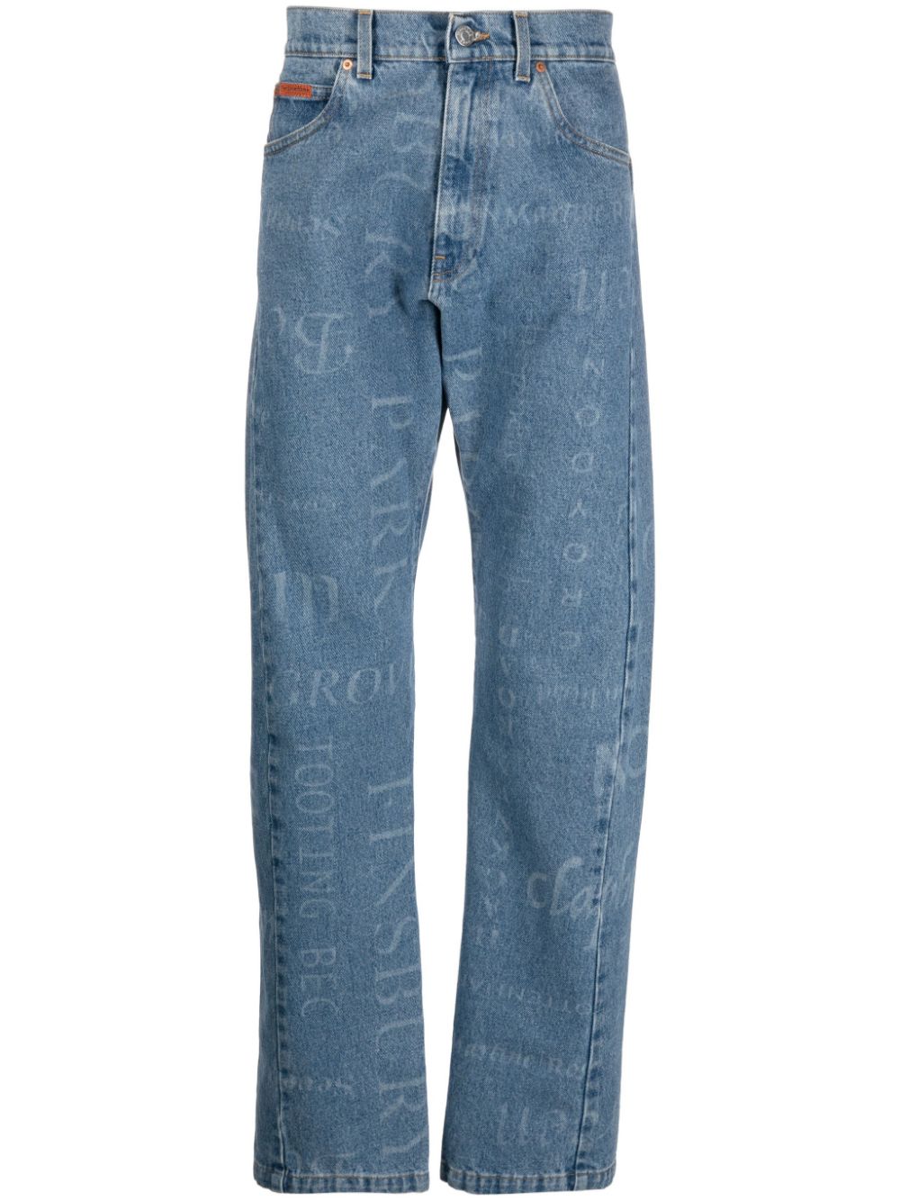 Jeans con stampa monogramma in blu - uomo MARTINE ROSE | CMRSS23223BL