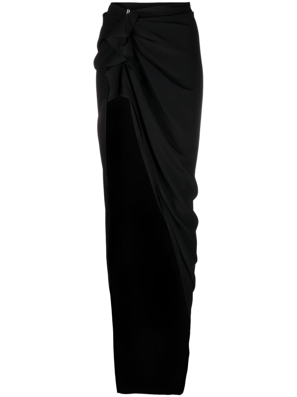 Black ruffle-trim draped maxi skirt - women - RICK OWENS ...