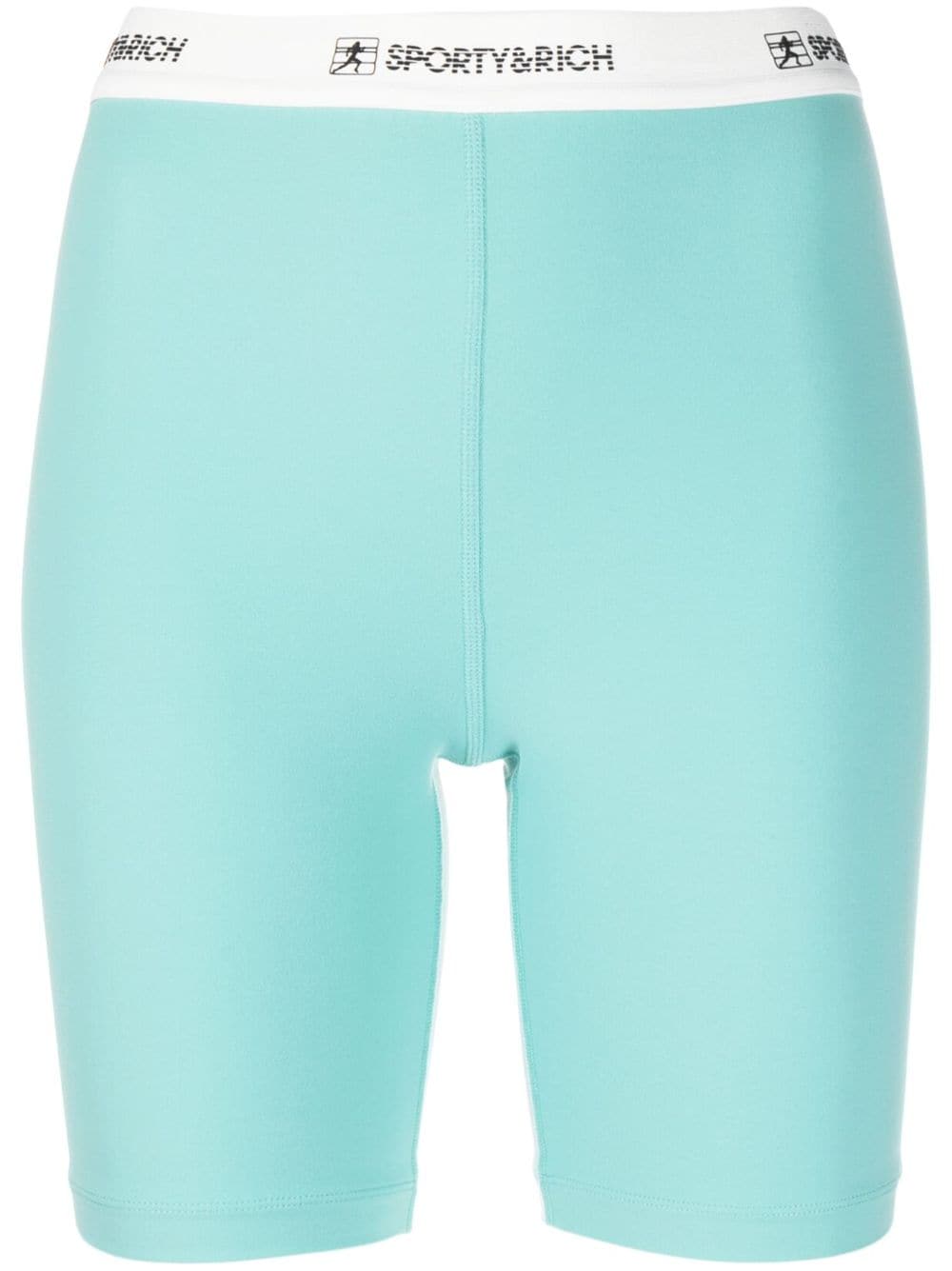 Shorts con logo in celeste - donna SPORTY & RICH | SH835PA