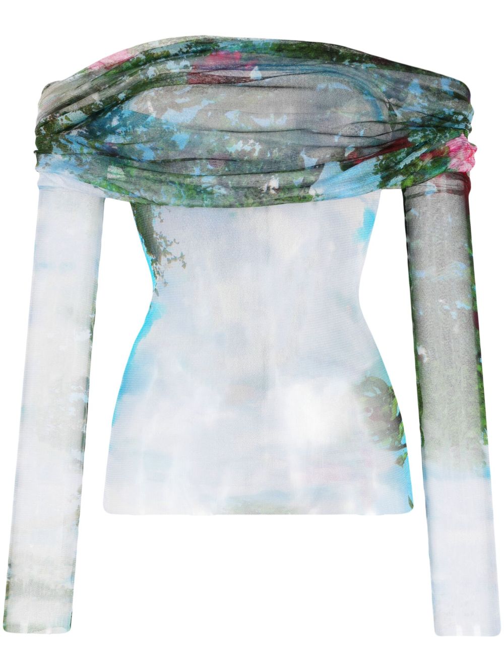 Top Lucid Veiled con stampa Garden in blu e multicolore - donna CHRISTOPHER ESBER | 23041453MLT