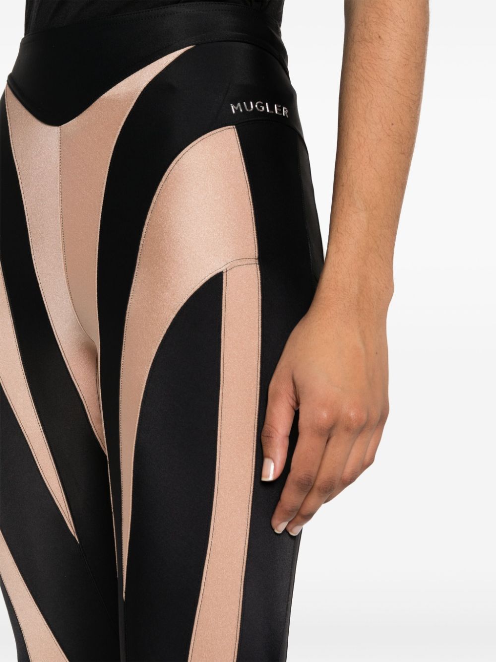 Black panelled spiral leggings ? women
