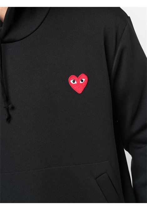 Heart-print pullover sweatshirt in black - men COMME DES GARCONS PLAY | P1T1741