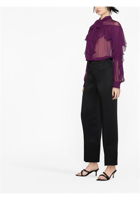 Purple semi-sheer ruffled blouse - women ALBERTA FERRETTI | A020251140231