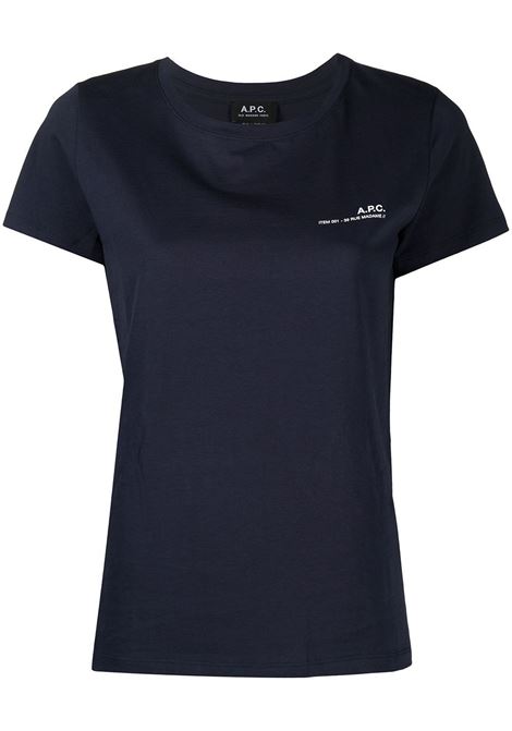 Navy blue logo print T-shirt - women  A.P.C. | COEOPF26012IAK