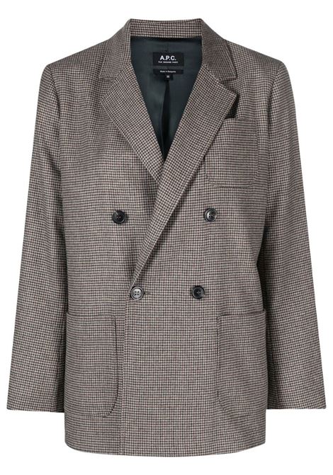 Grey houndstooth-pattern blazer - women  A.P.C. | PSAHEF03168SAA