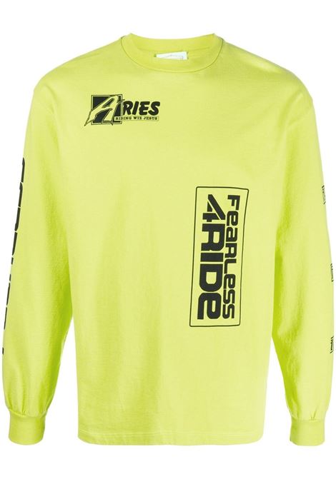 Yellow logo-print long-sleeved t-shirt - men  ARIES | FTAR60025LM