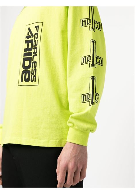 Yellow logo-print long-sleeved t-shirt - men  ARIES | FTAR60025LM