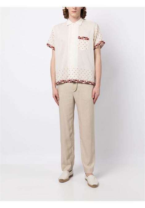 White and multicolour embroidered design shirt - men BODE | MRF22SH021ECRMLT
