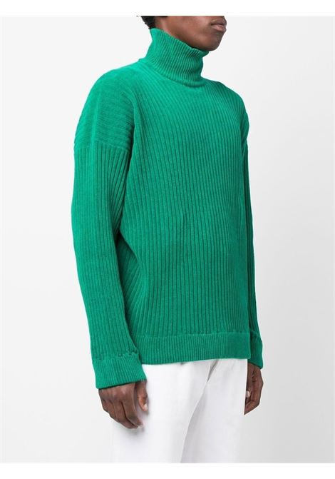 Green ribbed knit sweater - men BONSAI | KN001GRN