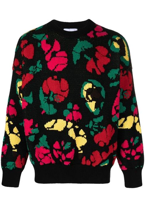 Black floral detail sweater - men BONSAI | KN016FRT