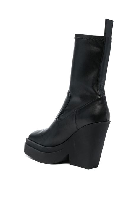 Black 120mm tapered-heel leather boots-women GIA BORGHINI | GIA155000