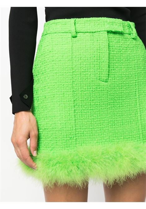 Green feather-trim high-waisted mini skirt-women GIUSEPPE DI MORABITO | 066SK21334