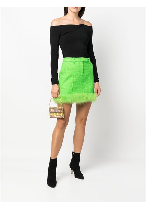 Green feather-trim high-waisted mini skirt-women GIUSEPPE DI MORABITO | 066SK21334