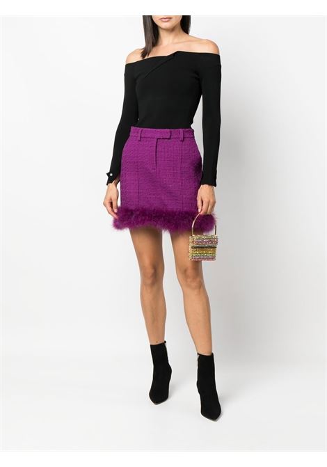 Purple feather-trim high-waisted mini skirt-women GIUSEPPE DI MORABITO | 066SK21351