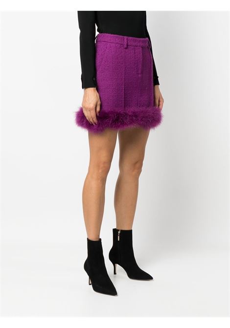 Purple feather-trim high-waisted mini skirt-women GIUSEPPE DI MORABITO | 066SK21351