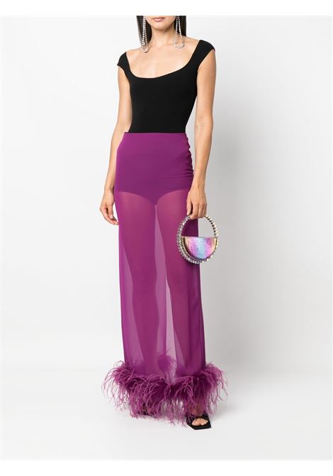 Purple  feather-trim high-waisted skirt-women GIUSEPPE DI MORABITO | 081SK21551
