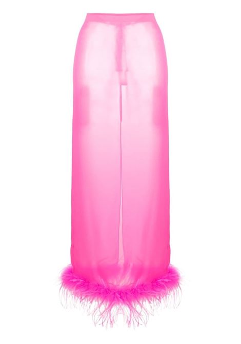 Pink feather-trim high-waisted skirt-women GIUSEPPE DI MORABITO | 081SK21553