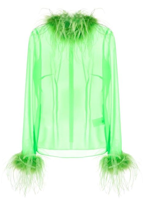 Green feather-trim tie-front top-women GIUSEPPE DI MORABITO | 163TO21534