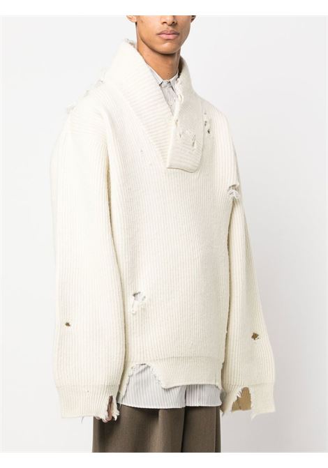 Beige oversized ribbed-knit jumper - unisex HED MAYNER | HM00K20ECRDSTR