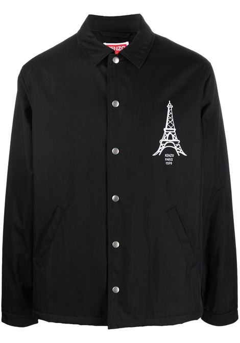 Black logo-print shirt jacket - men KENZO | FC65BL0619RI99J