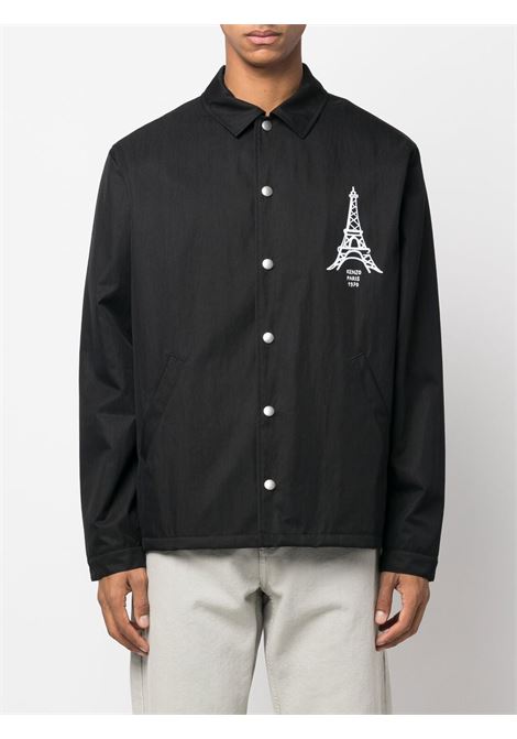 Black logo-print shirt jacket - men KENZO | FC65BL0619RI99J
