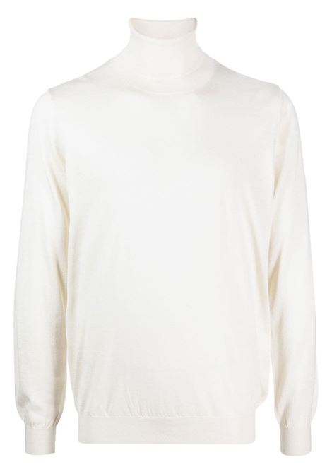 White fine-knit roll-neck jumper - men LANEUS | S2702LTT