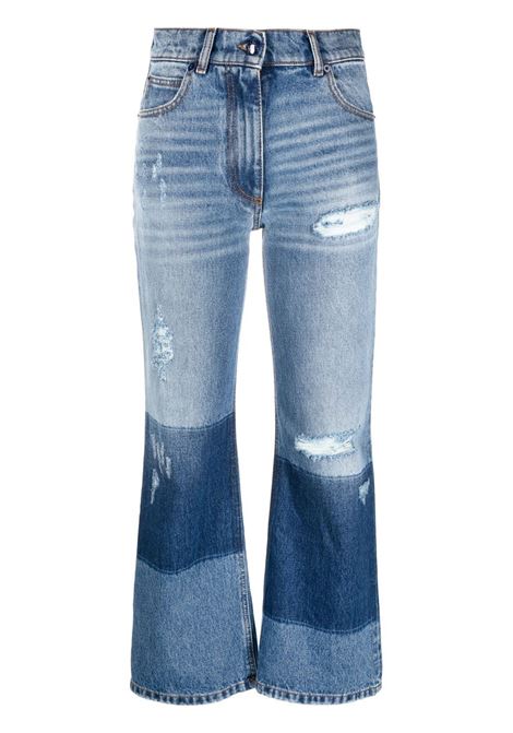 Jeans con design patchwork in blu - donna