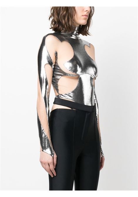 Chrome silver sheer panelling long-sleeved body - women  MUGLER | 22W1BO0190856B90N1