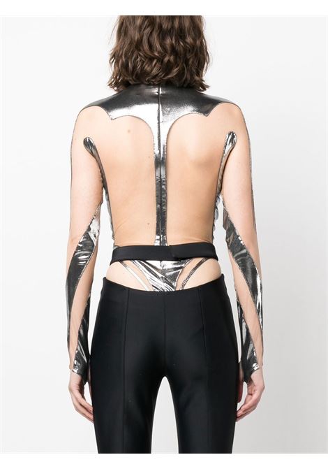 Chrome silver sheer panelling long-sleeved body - women  MUGLER | 22W1BO0190856B90N1