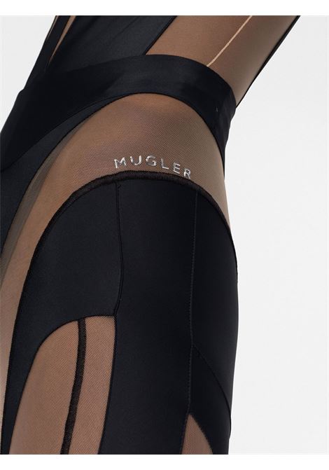 Black paneled-design leggings - women  MUGLER | 22W1PA033384219991