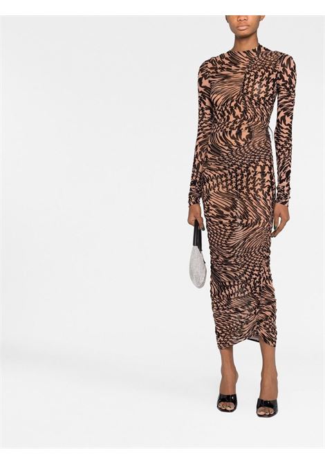 Black and beige star-print mesh dress - women  MUGLER | 22W1RO1372585MS803