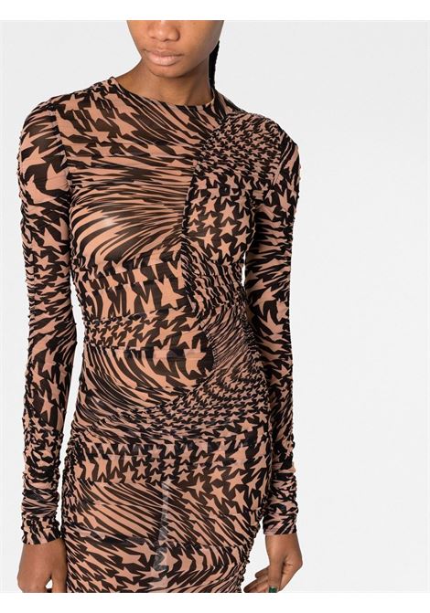 Black and beige star-print mesh dress - women  MUGLER | 22W1RO1372585MS803