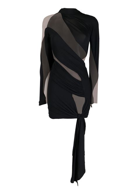 Mini abito con pannello trasparente in nero e beige - donna MUGLER | 22W1RO147260A19991