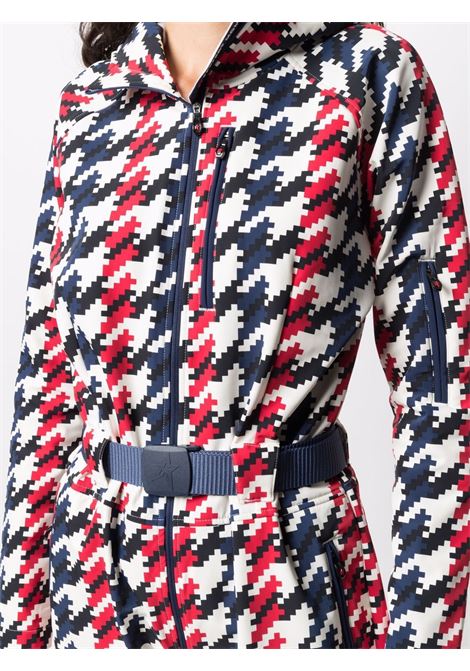 Red, navy and white Star houndstooth-print jumpsuit - women PERFECT MOMENT | W30001401739