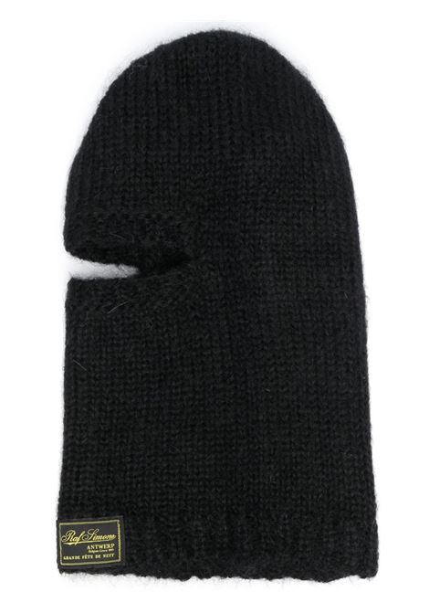 Black knitted logo-patch balaclava hat - men  RAF SIMONS | 222859530010099