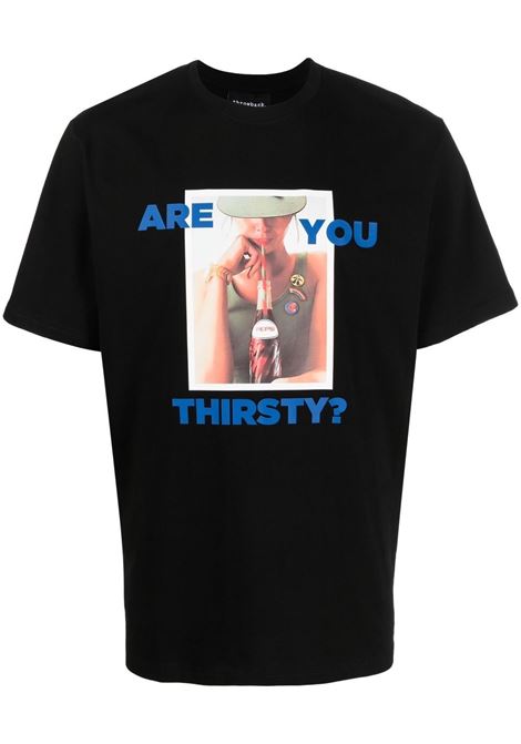 Black graphic-print t-shirt - men  THROWBACK | TPTTHIRSTYBLK