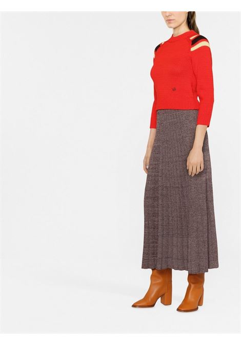 White, dark red, black ribbed-knit midi skirt - women TORY BURCH | 138322610