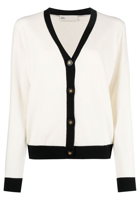 White and black two-tone cardigan - women TORY BURCH | 142492960