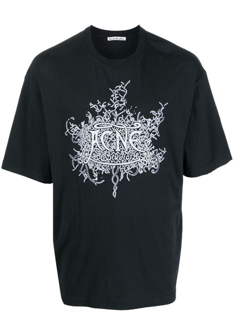 Black logo-print T-shirt - unisex ACNE STUDIOS | BL0358BM0