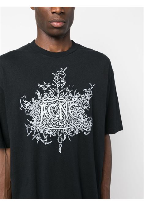 Black logo-print T-shirt - unisex ACNE STUDIOS | BL0358BM0