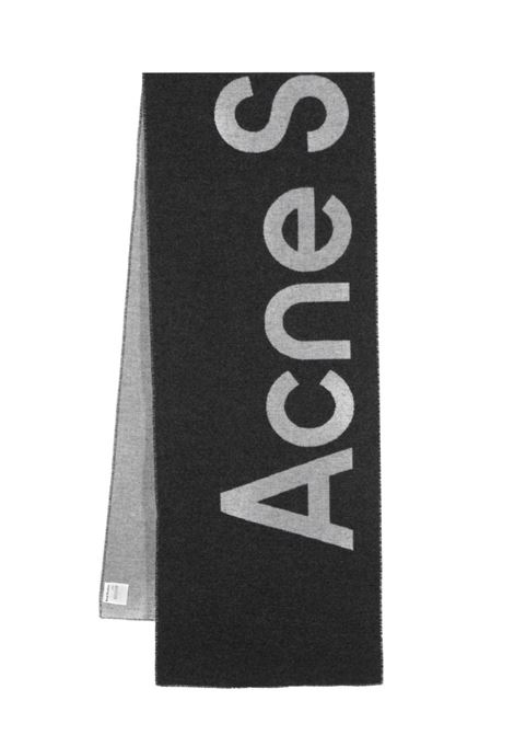 Grey intarsia-knit logo scarf - unisex ACNE STUDIOS | CA0154AO6