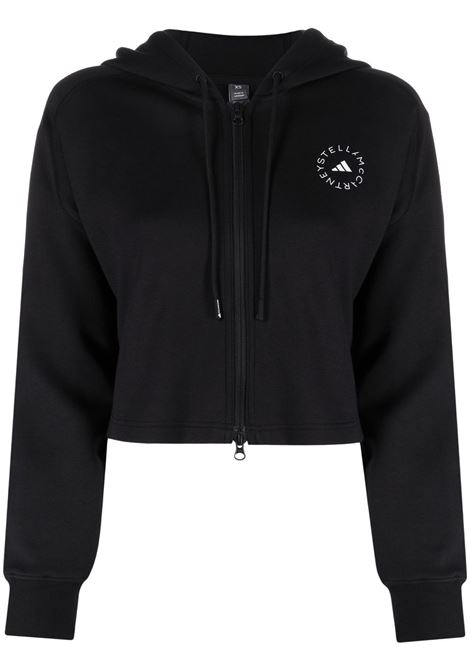 Black logo-print zip-up sweatshirt - women ADIDAS BY STELLA MC CARTNEY | HR2214BLK