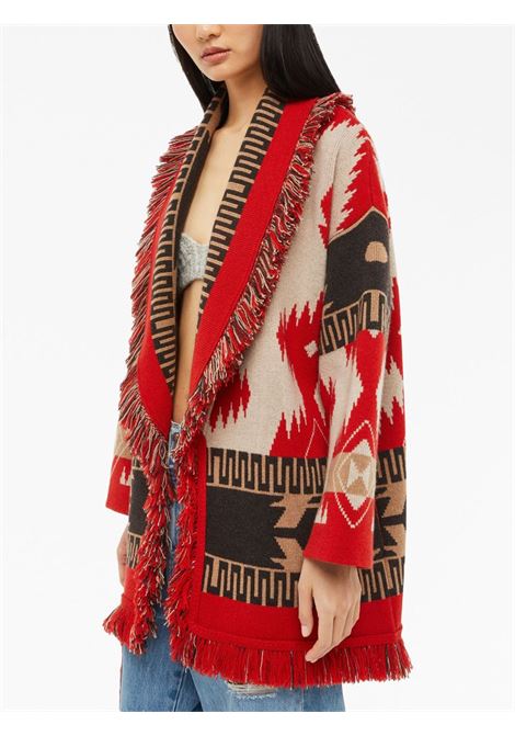 Multicolored Icon Jacquard fringed cardigan - women  ALANUI | LWHB064F23KNI0011727