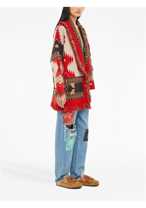 Multicolored Icon Jacquard fringed cardigan - women  ALANUI | LWHB064F23KNI0011727